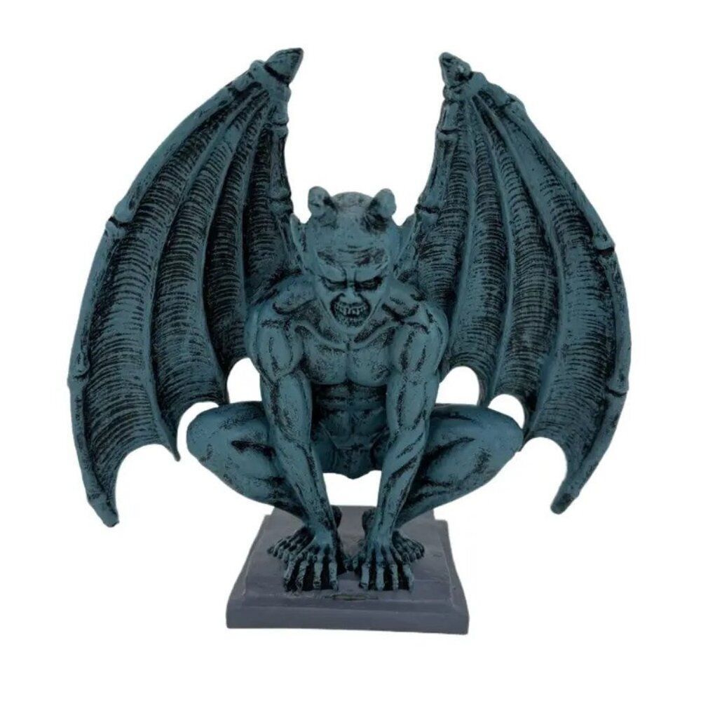 1pc Gothic Devil Angel Decoration - Dark Fantasy Decor w Bat-like Wings Statue